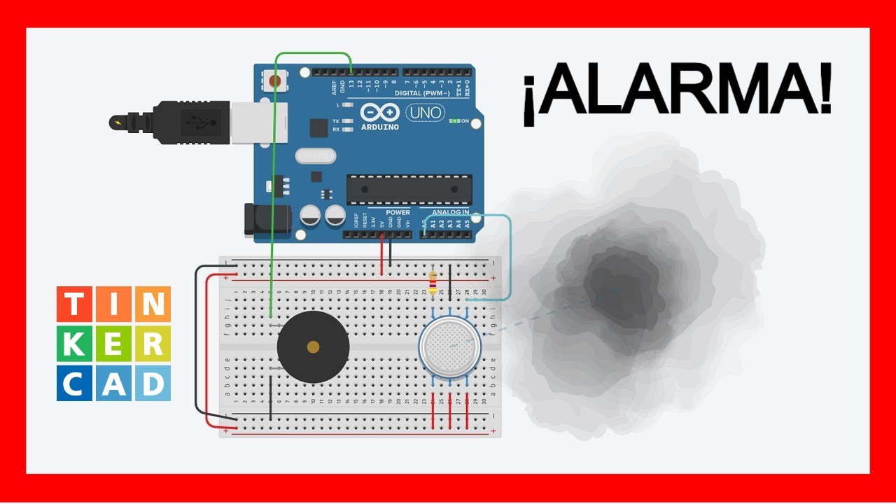 Alarma de gas con Arduino (simulación en Tinkercad)