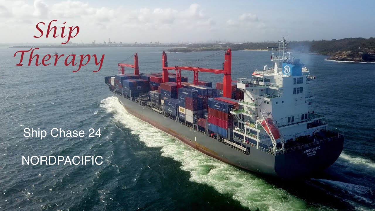 Ship Chase 24 - Nordpacific self-loading container ship - arrives at Botany Bay - Mavic Pro 4K