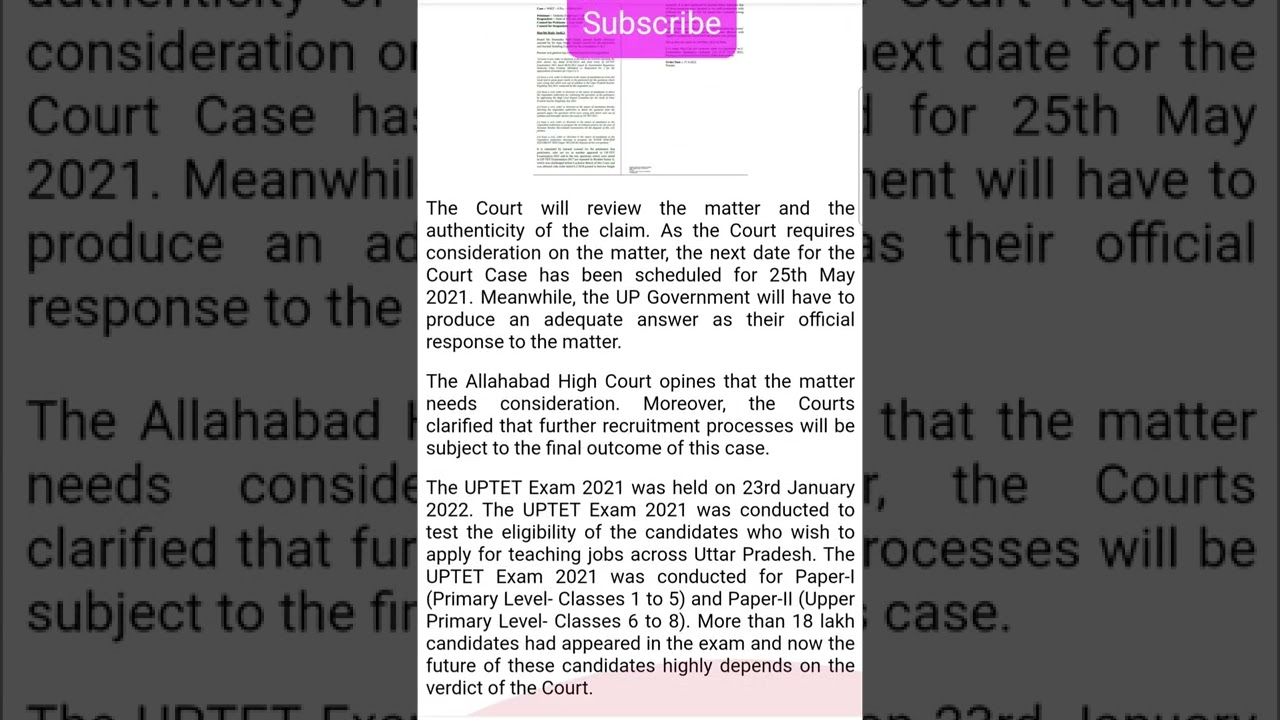 UPTET Result 2021 Court Case Update : Check Complete Detail Here