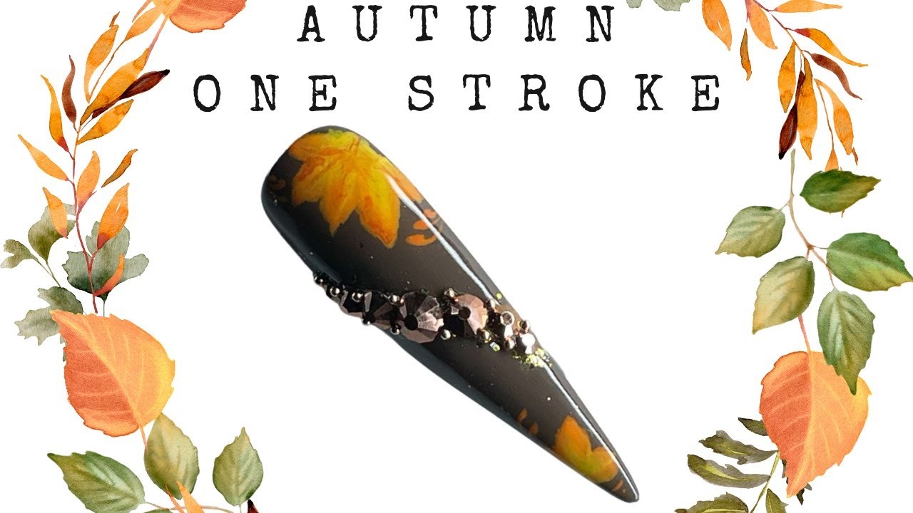 How to - one stroke autumn leaf nail art