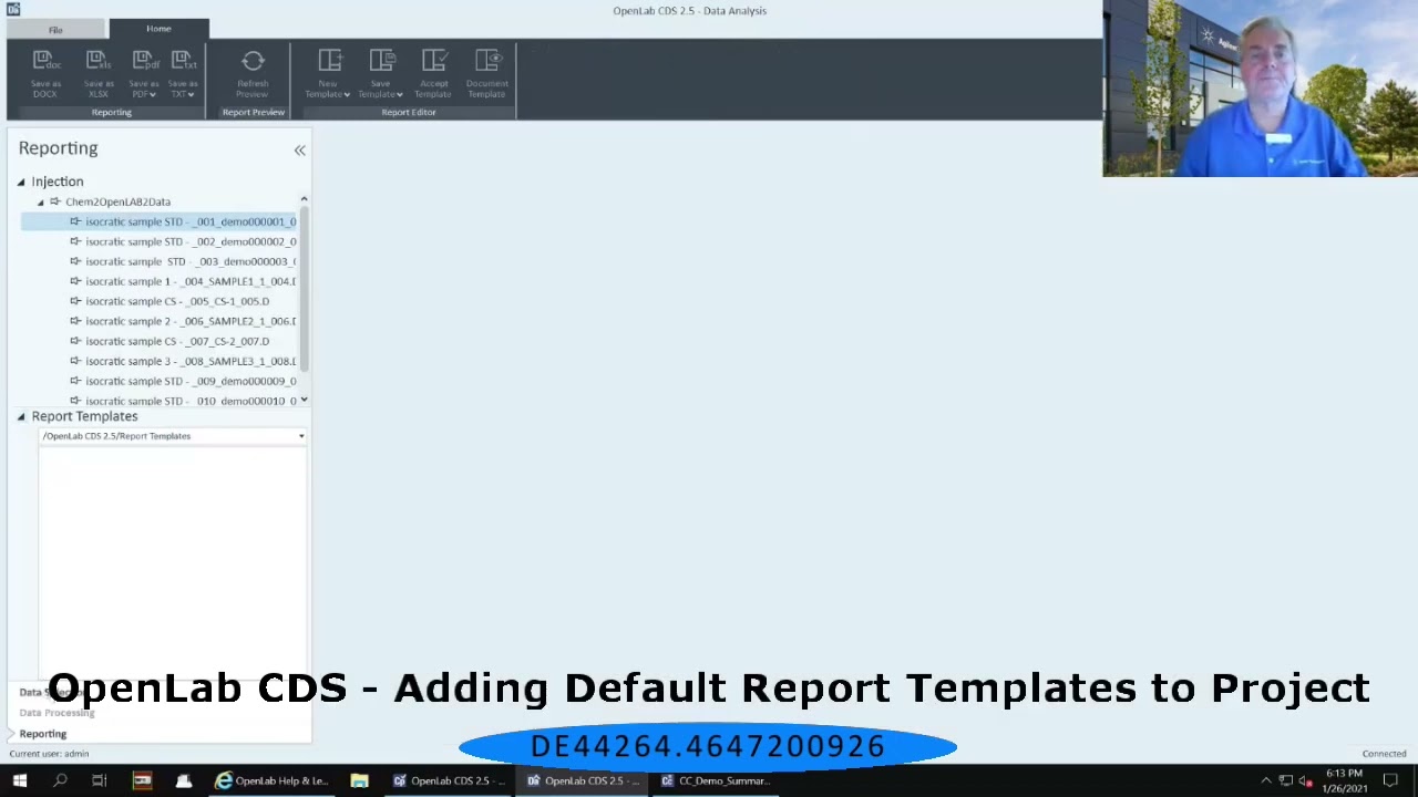 OpenLab CDS   Adding Default Report Templates to Project   DE44264 4647200926