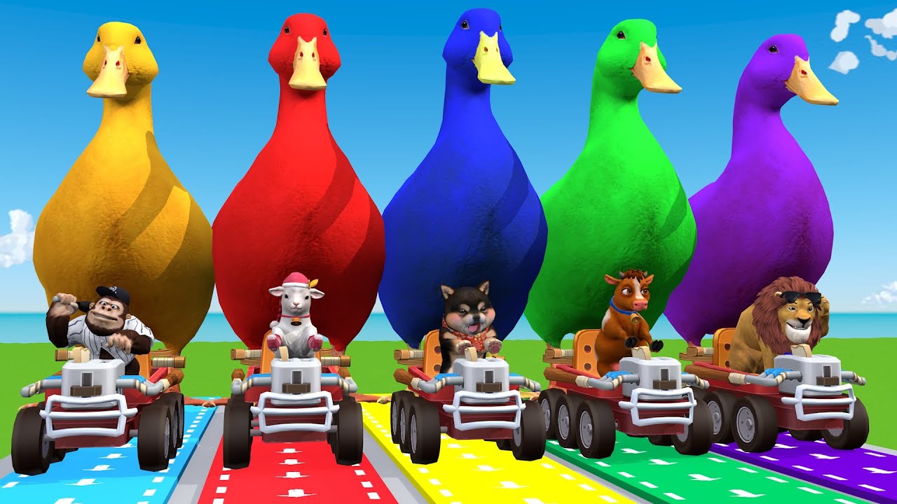Long Slide Game With Cow Elephant Gorilla Hippopotamus Tiger 3d Animal Game Funny 3d Animals