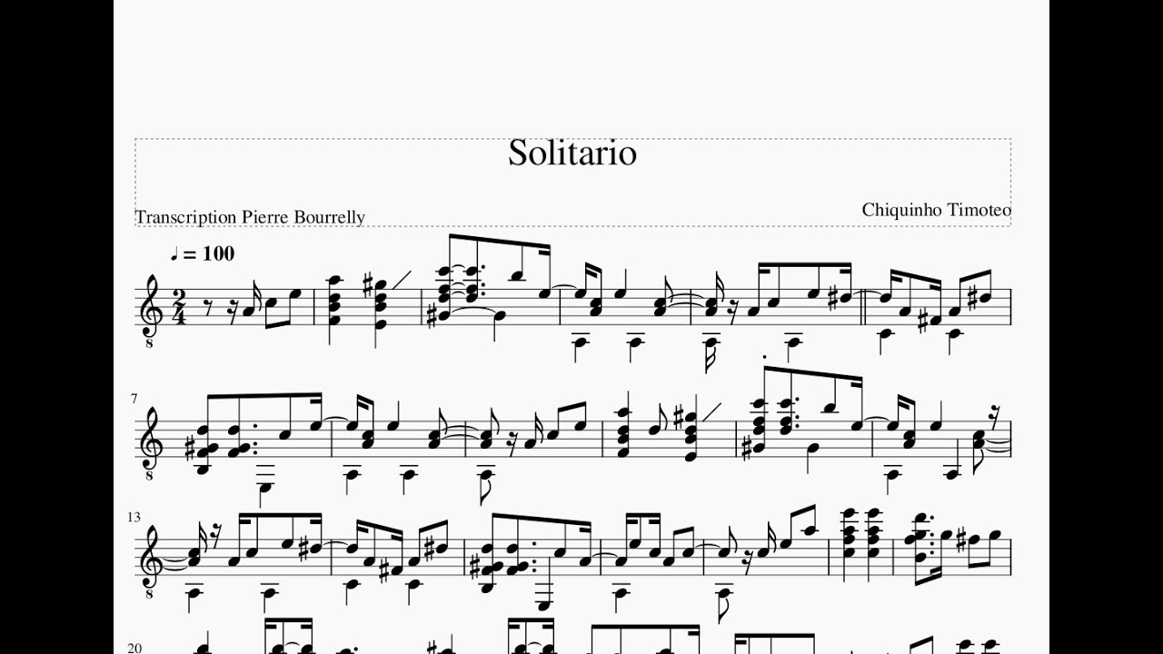 Solitario  - Chiquinho Timoteo - transcription Pierre Bourrelly