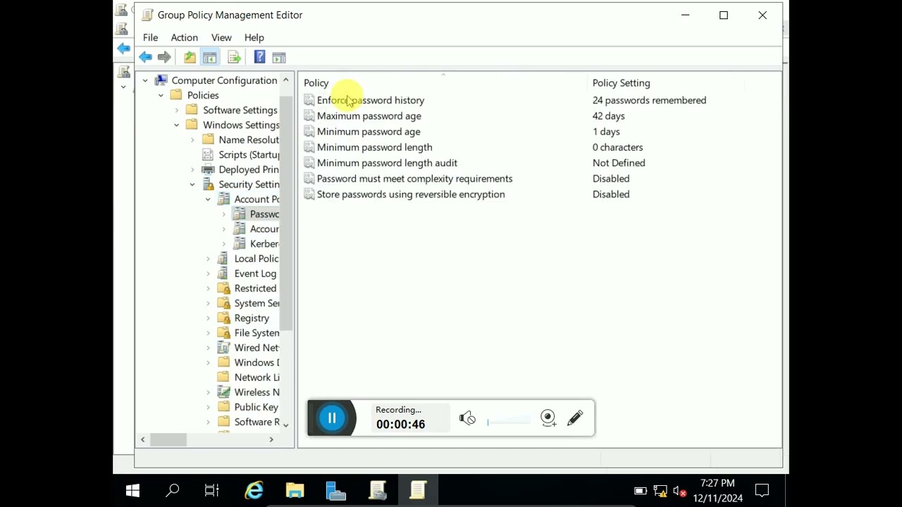 Disable password complexity and Account lockout policy in Windows Server 2019