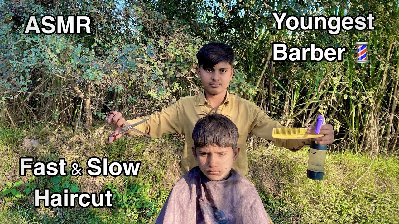 Asmr youngest barber💈in the world🌍 | fast and slow haircut #thebarbersarms 