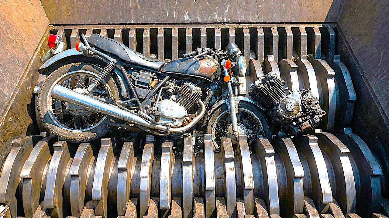 Scooter, Motorcycle inside Giant Shredder Machine! Extreme Shredding Experiments 