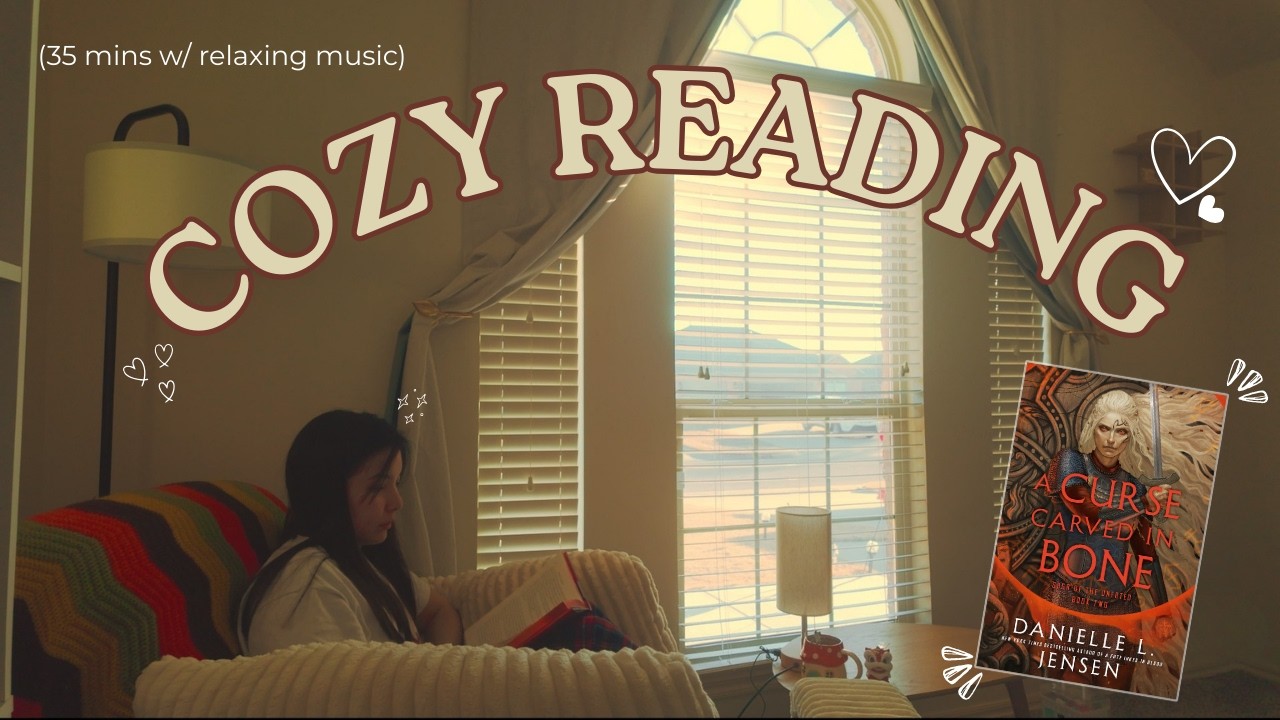 A cozy afternoon read with me🌼🪴 with 35 mins real-time, relaxing music