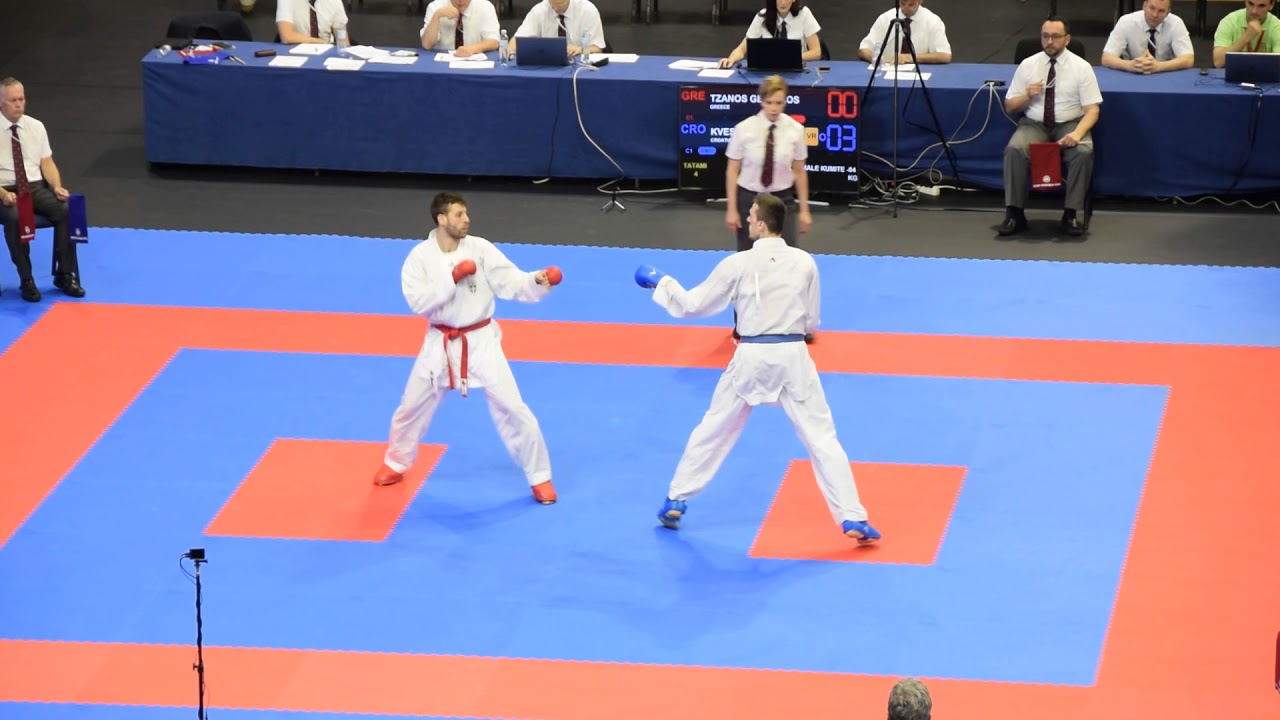 TZANOS GEORGIOS vs KVESIC IVAN 0-8, Karate European Championship 2018,  84kg
