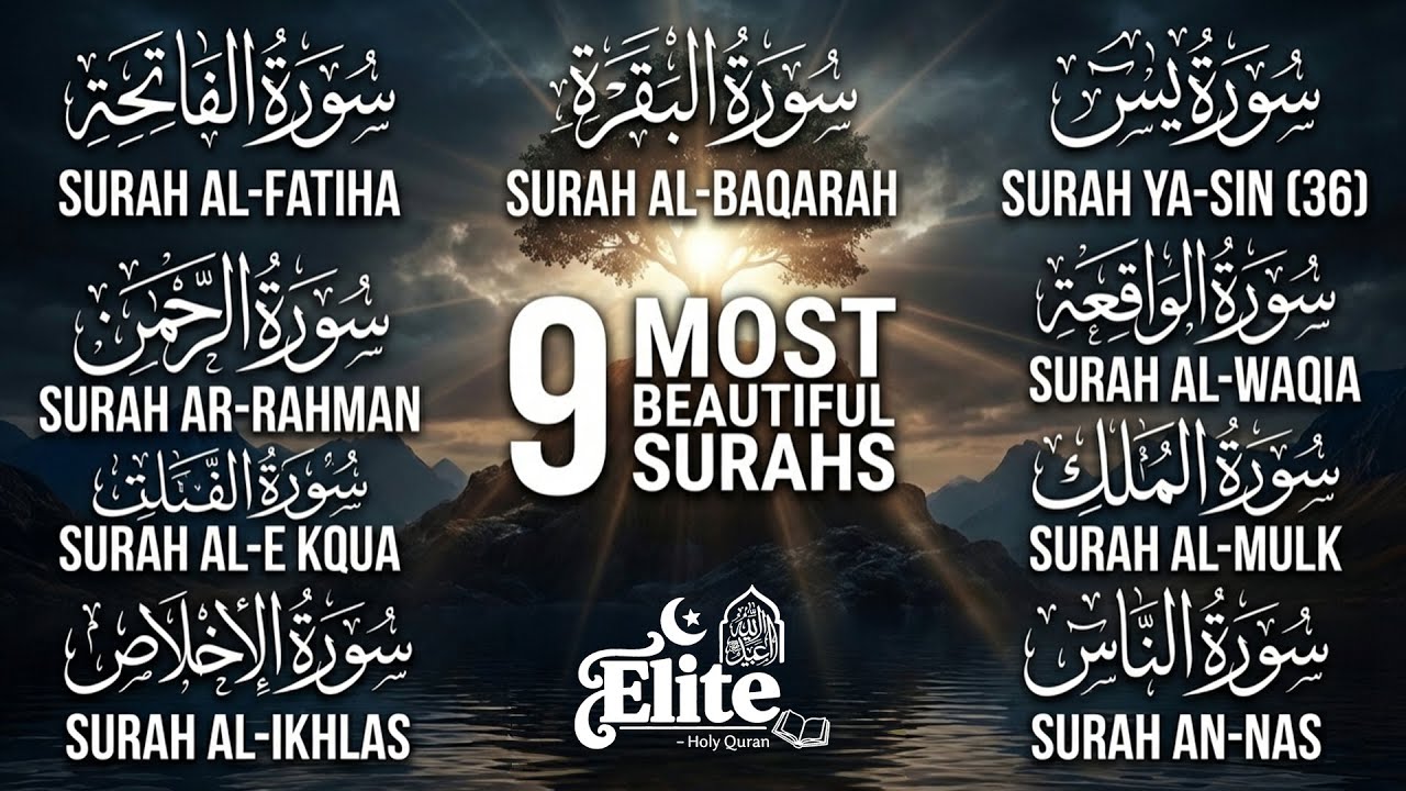 9 qul |Fatiha - Baqarah - Ya-Sin - Rahman - Waqi'a - Mulk - Ikhlas-Falaq-Nas  | Beautiful Recitation