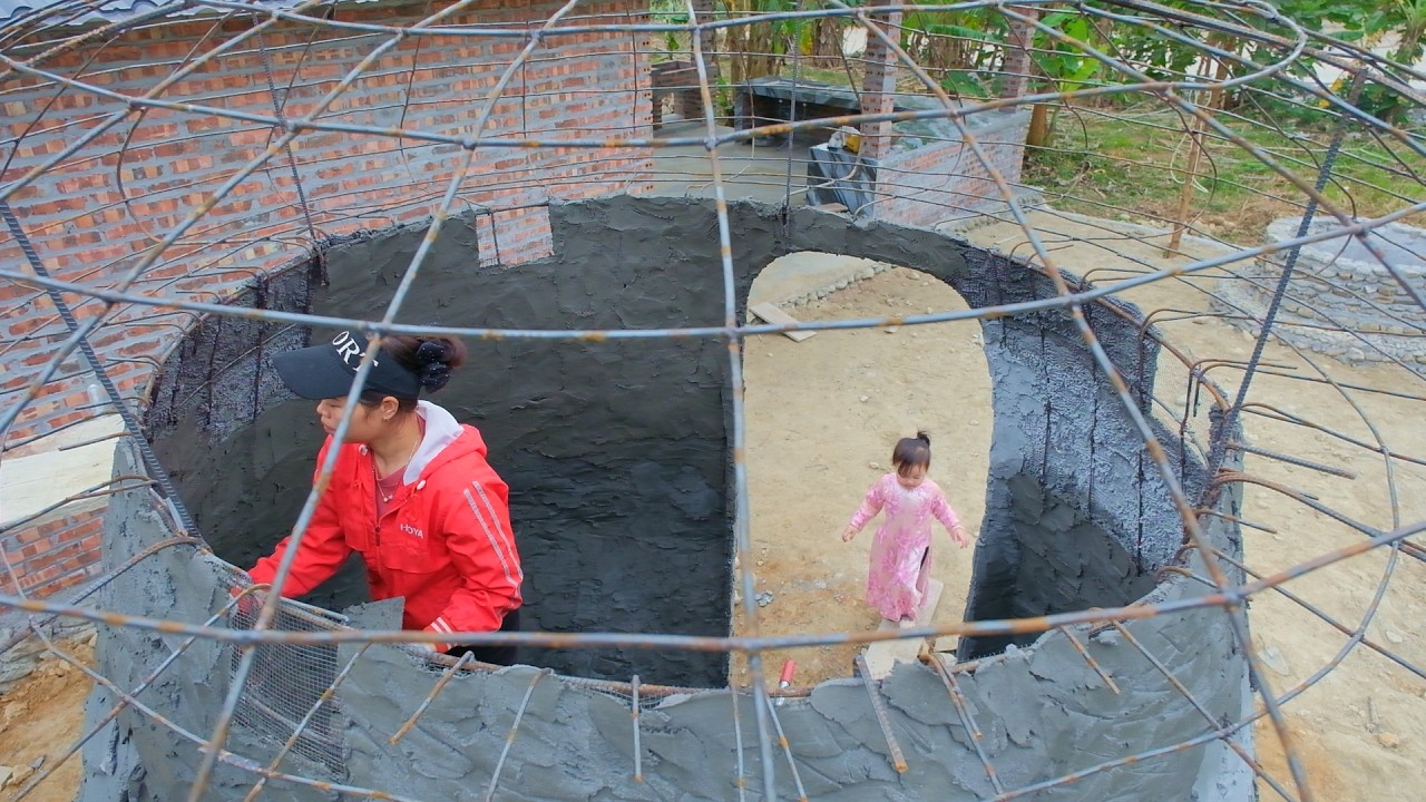 Building a Bathroom Shaped Like a Mushroom in the Forest #building
