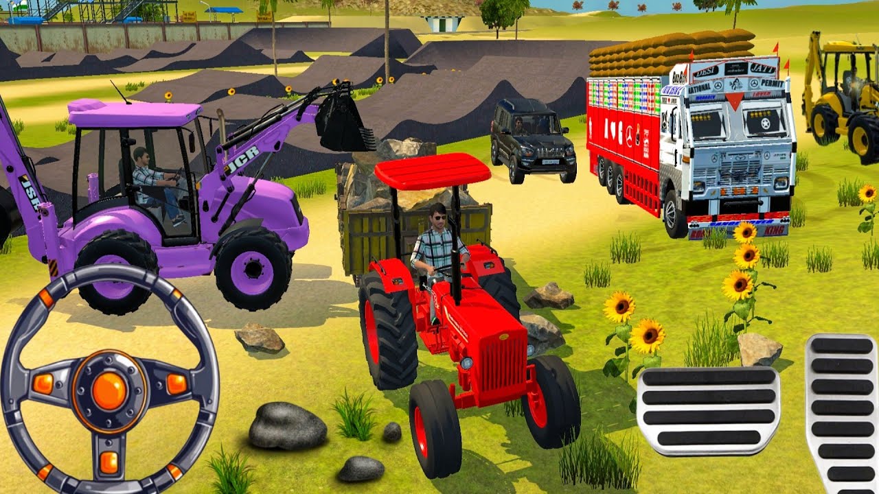 Drive Jcb, Truck 🚛 , Tractor 🚜 And Uploading 🪨 Stones From tractor Mobile gameplay #gaming ##tractor