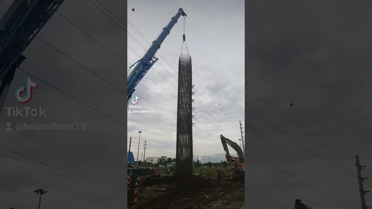 steel rebars cages lifting at cavitex skyway project safe operation for us.
