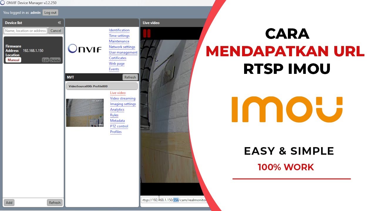 Cara Mendapatkan Link RTSP Kamera IMOU | RTSP Link For IP Camera