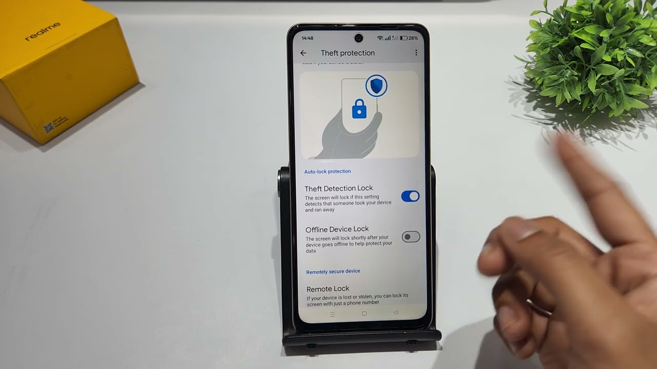 Setup auto lock protection realme p3 pro | realme p3 device security setting | Theft detection lock