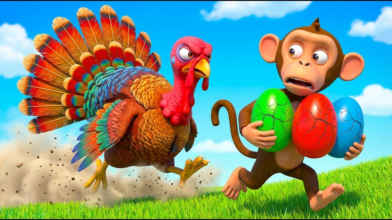 Monkey & Magical Turkey Chicks! 🐒🦃 6 Rainbow Babies Old MacDonald's Farm! | Funny Animals Best Frind