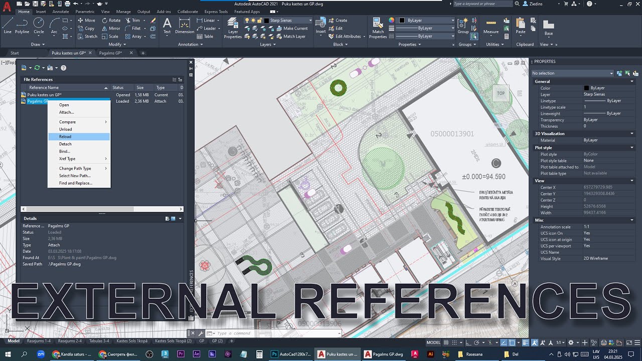 External Reference izmantošana arhitektūras rasējumos