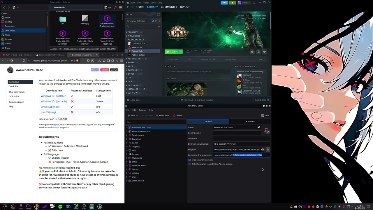 Awakened Poe Trade - Fedora KDE plasma, quick guide