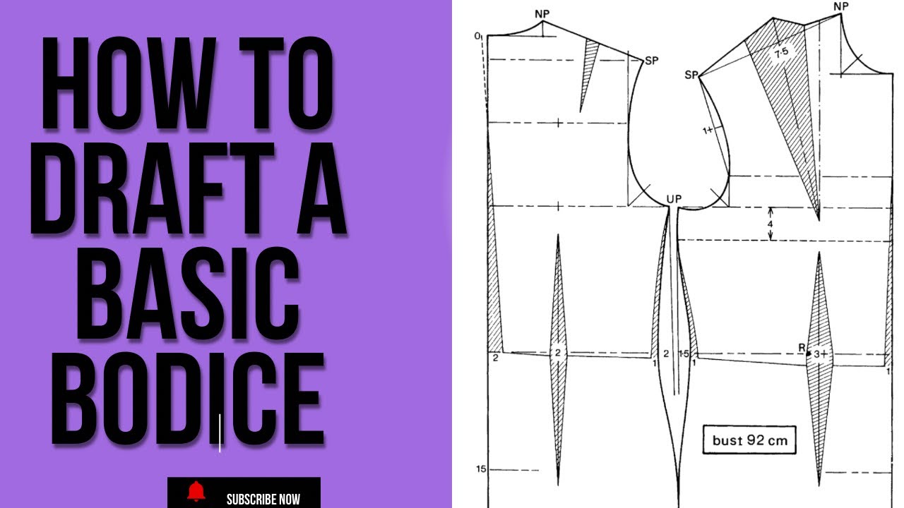 How to draft a basic bodice block using Natalie Bray’s method. #Nataliebray #basicbodicepattern