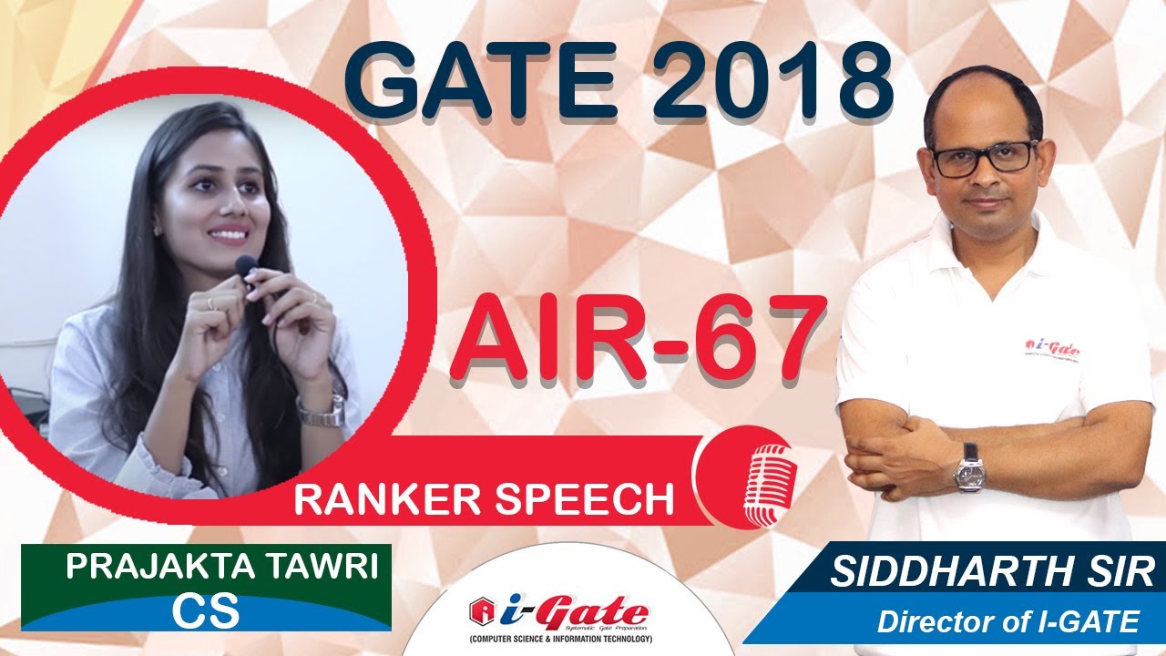 GATE 2018 Ranker Speech | Prajakta Tawri AIR-67, CS, GATE 2018 | i-Gate Bhilai