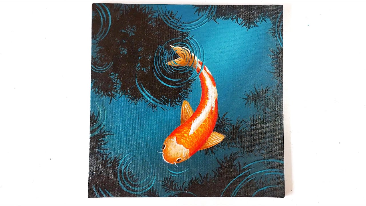 KOI FISH PAINTING SIMPLE / ACRYLIC PAINTING/ STEP BY STEP TUTORIAL