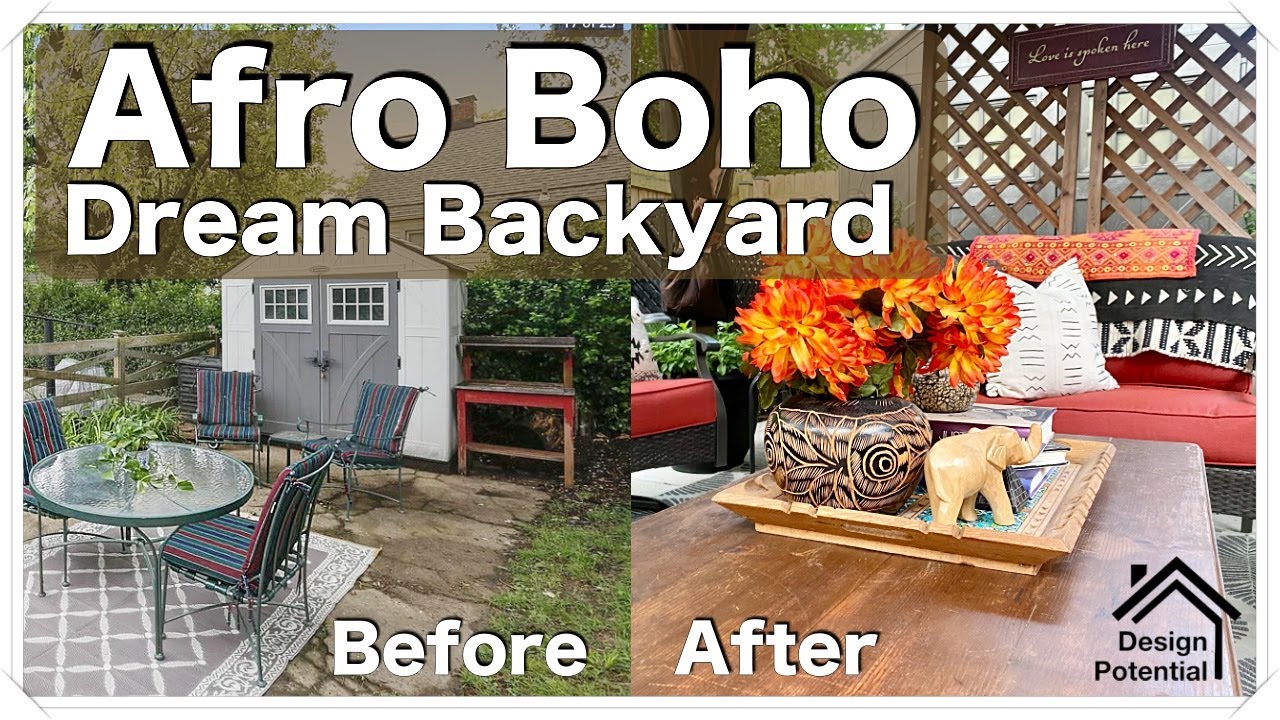 Outdoor ROOM TOUR | Afro Boho Dream Backyard Makeover | Before/After - Design Potential S1 EP4