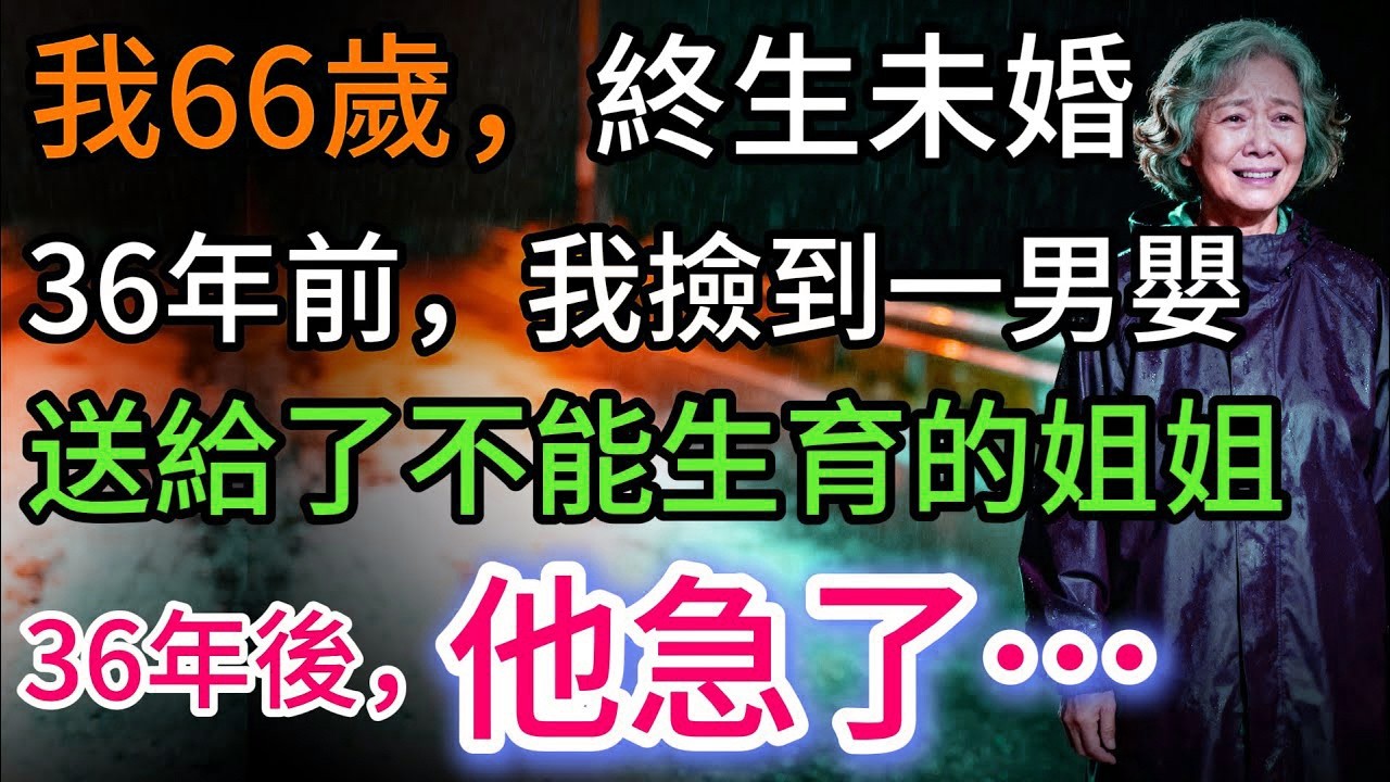 我66歲，沒結過婚。36年前，我撿到一個男嬰，交給不能生育的姐姐。36年後，他急了…