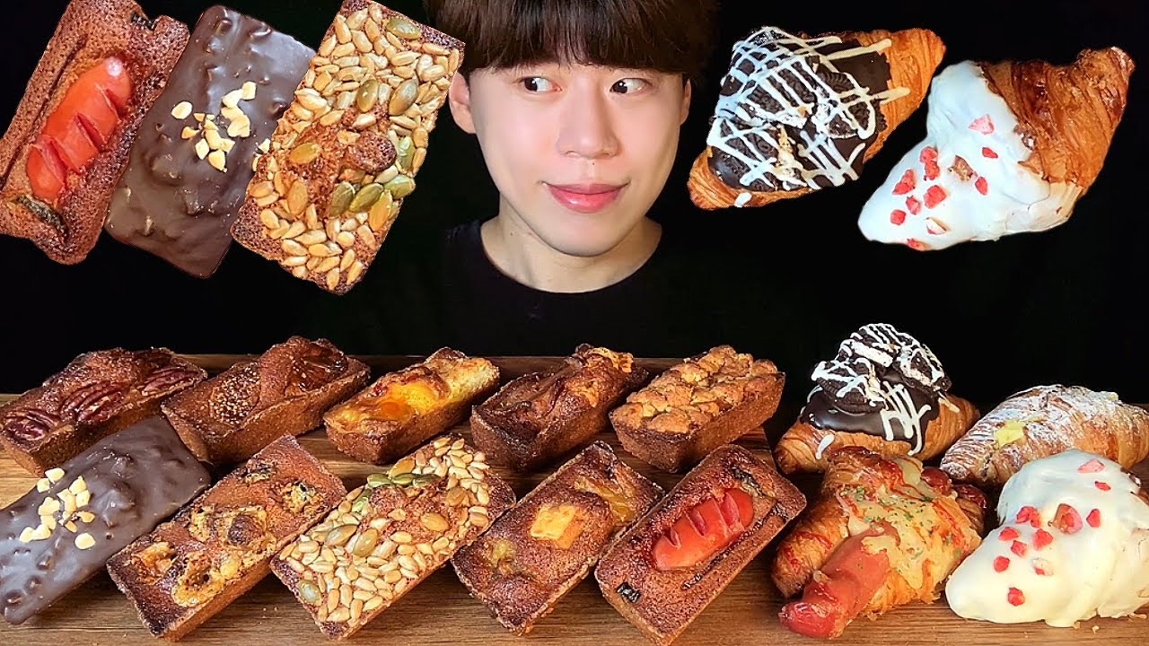 SUB) 🧈FINANCIER & CROISSANT MUKBANG ASMR🥐 SALTED CARAMEL, GORGONZOLA CHEESE, FERERO ROCHIER, OREO