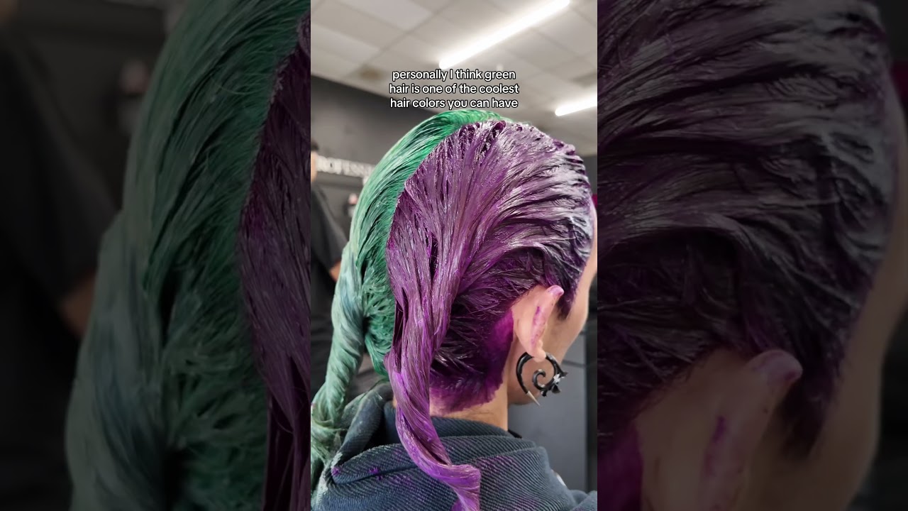 green and purple split dye hair for when you can’t just pick one hair color!! 