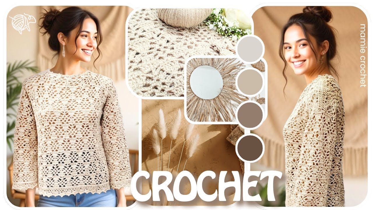 🌸JOLI TOP MANCHES 3/4 EN DENTELLE MI SAISON TOUTES TAILLES (+ DIAGRAMME )🌸TUTO CECILIE @MamieCrochet