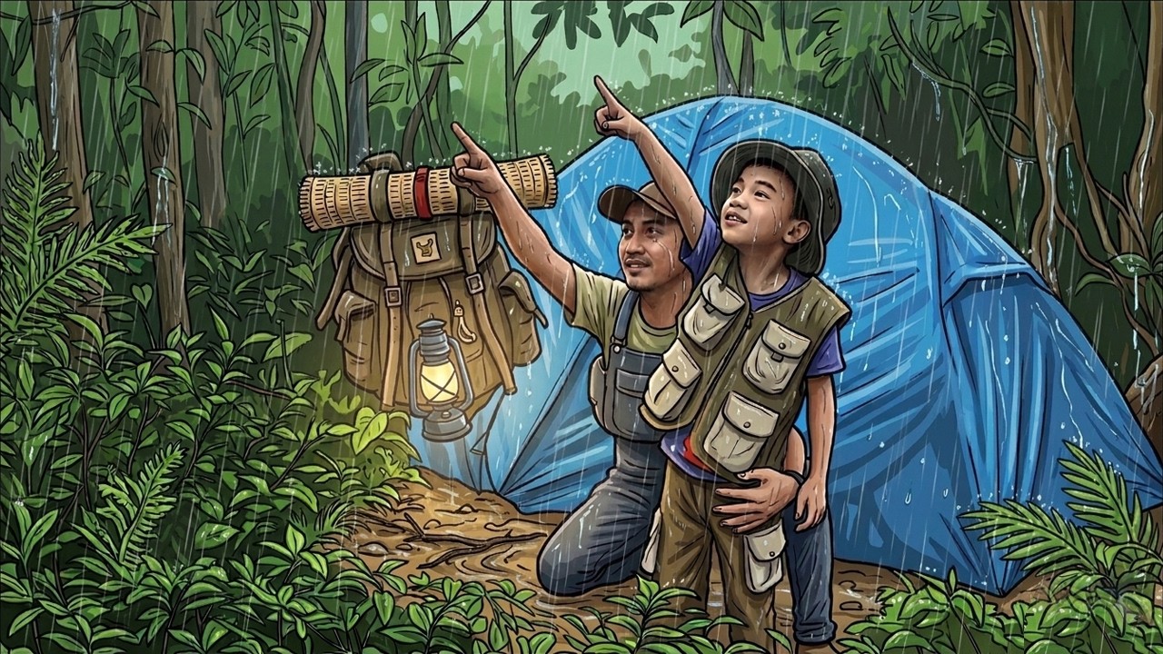 CAMPING HUJAN DERAS, BADAI HUJAN TIADA HENTI RELAKSASI SUARA HUJAN DAN PETIR