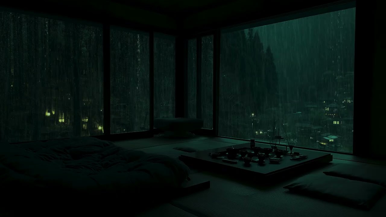 Fall Asleep Fast in a Dark Bedroom 🌧️| Heavy Rain Sounds for Insomnia and Stress Relief 💤