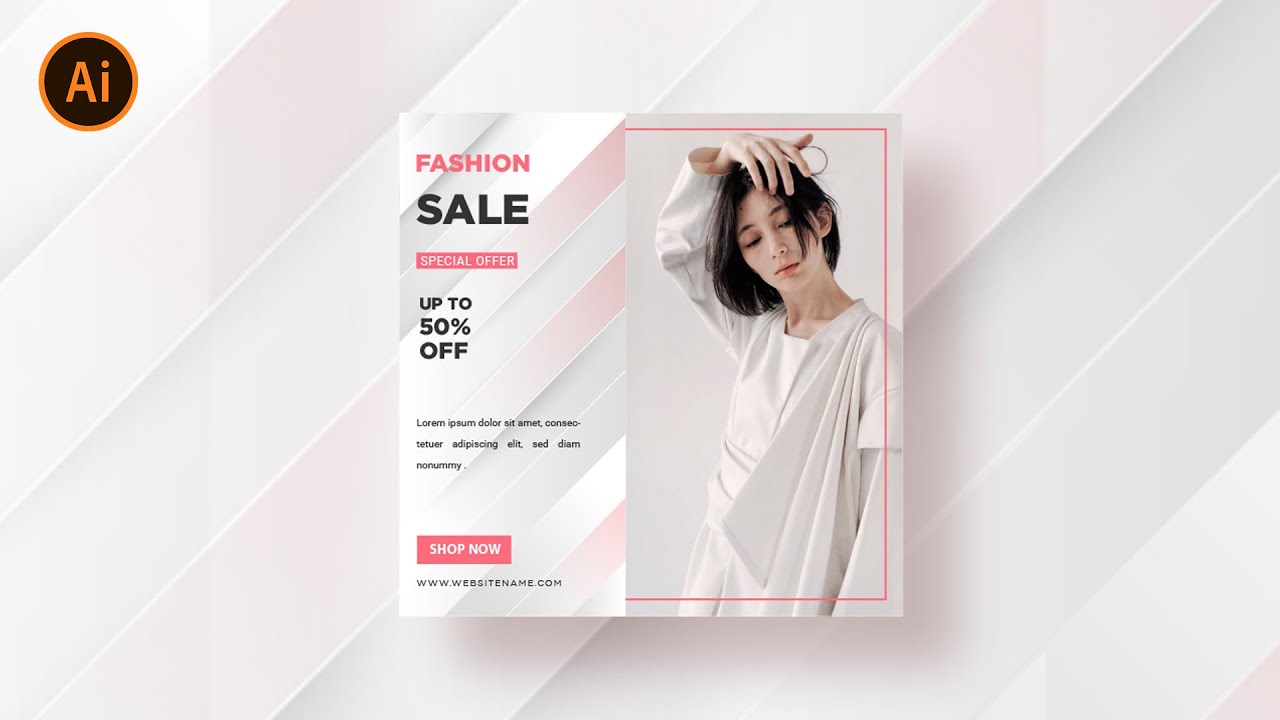 Fashion Minimal Social Media Banner | illustrator Tutorial