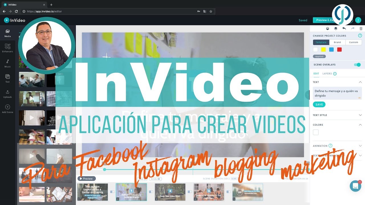 Invideo Tutorial | Crea un video para Instagram o Facebook| Programa para crear videos online gratis