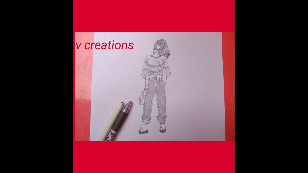 How to draw a girl with stylish outfit