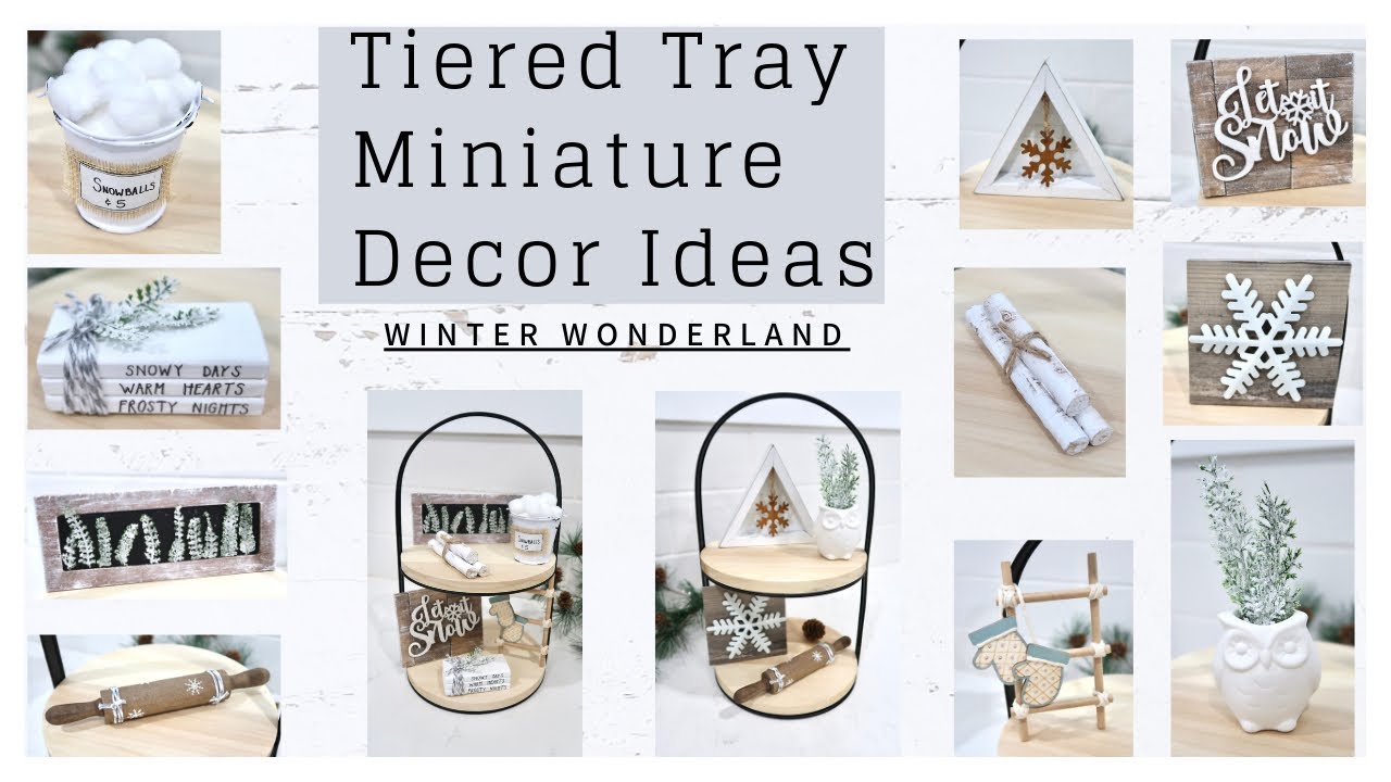 Tiered Tray Miniature Decor *Winter Wonderland * Super Simple Decor Ideas * BlondieNextDoor