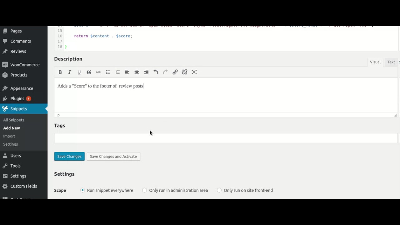 WordPress - How to add a code snippet that uses Advanced Custom Fields