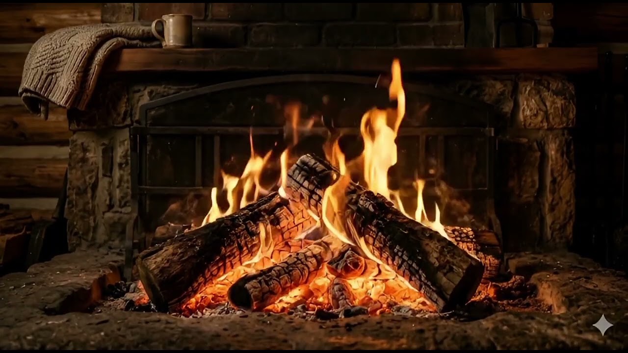 1 Hour Cozy Fireplace Ambience 🔥 Relaxing Burning Logs & Glowing Embers (8K UHD)