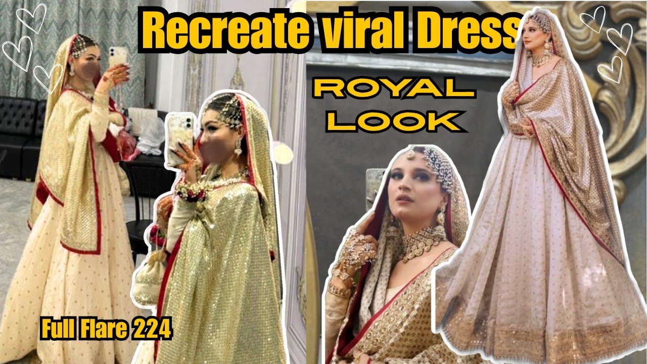 Dress From Scratch | Nikkah Dress with Full heavy flare |step by step | cutting & Stitching 🧵