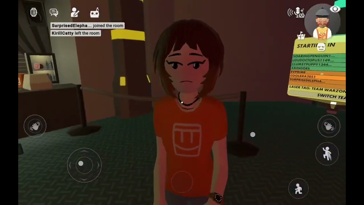 Playing laser tag in rec room