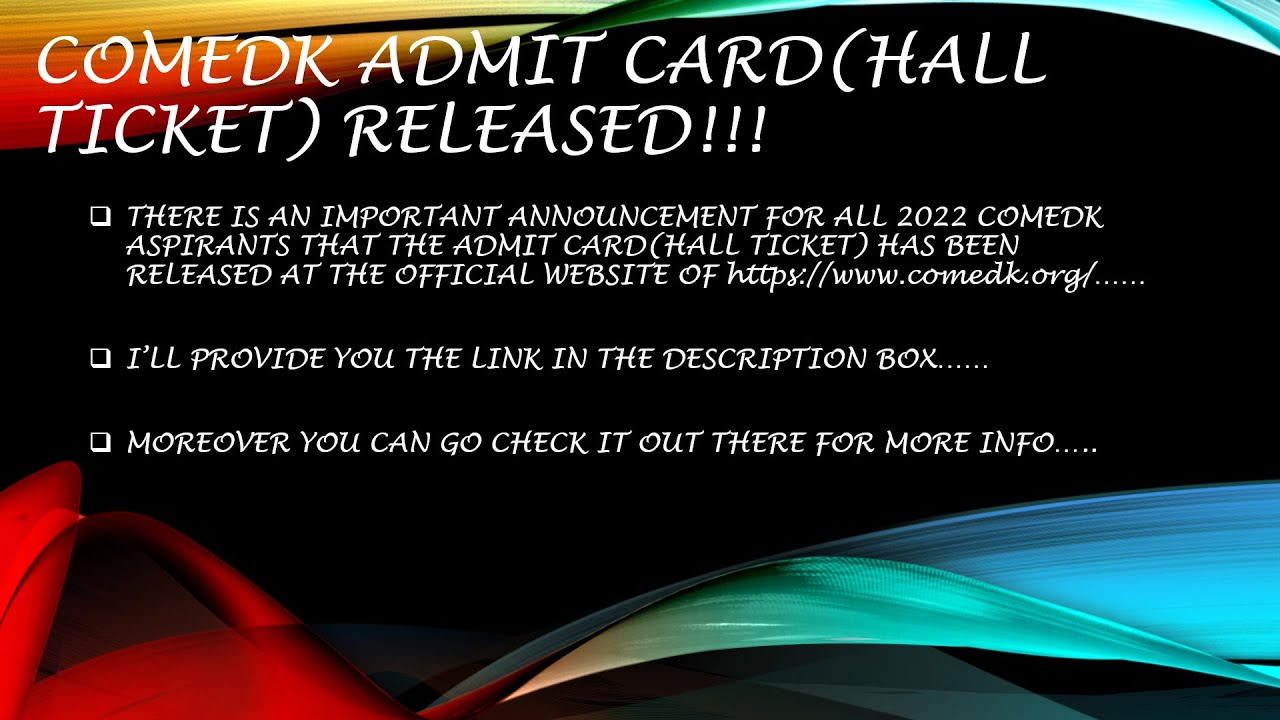 COMEDK ADMIT CARD(HALL TICKET) RELEASED!!!