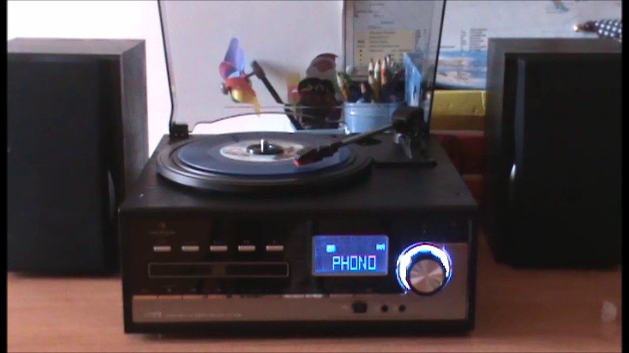 AUNA BLACKWOOD IMPIANTO STEREO GIRADISCHI USB MP3 ENCODING CD CASSETTE VHF AUX