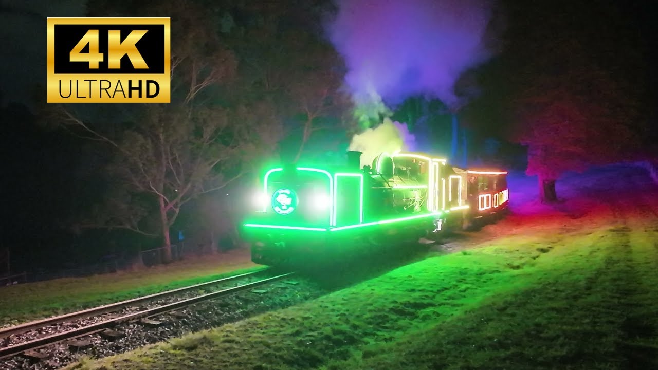 Puffing Billy's Train of Lights 2025! From the Trackside 4K