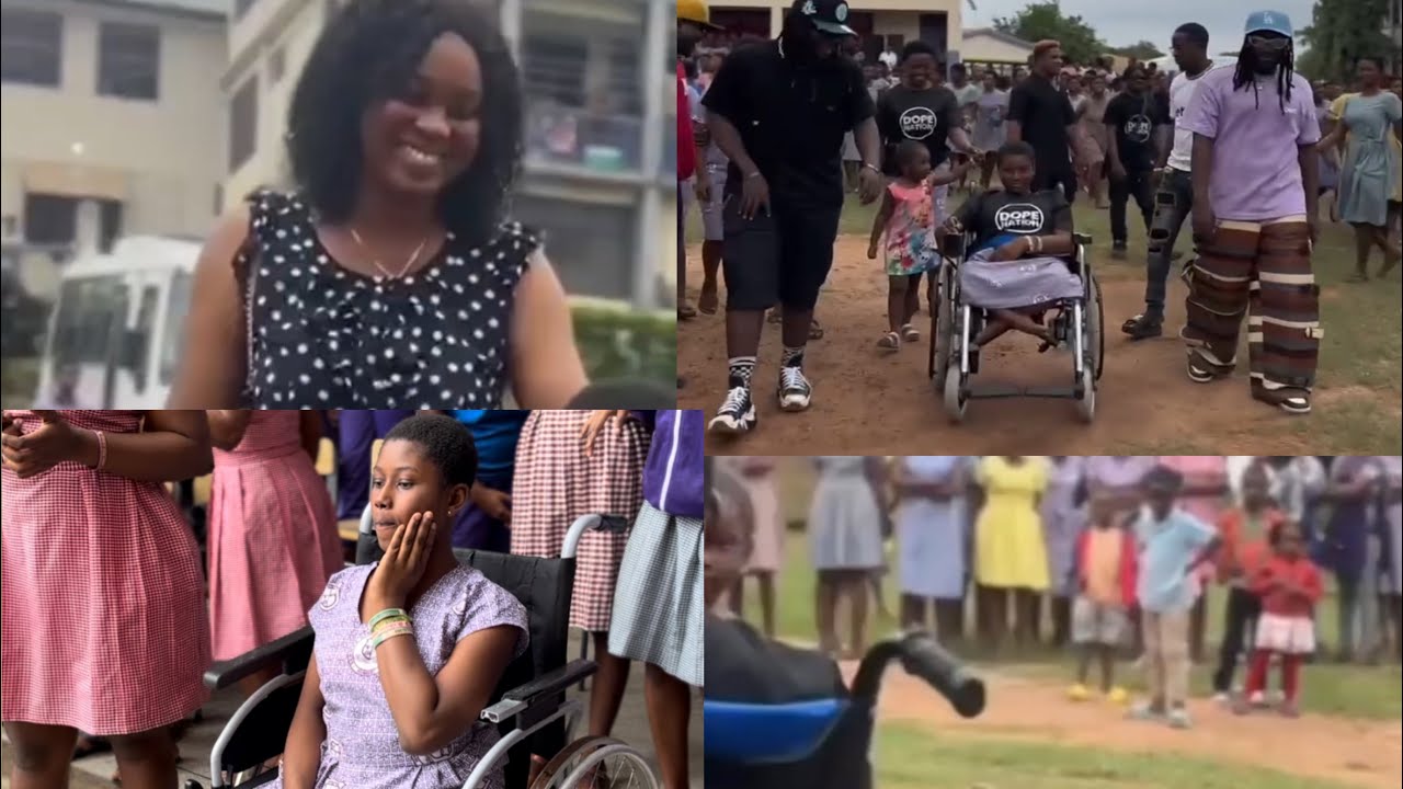 DopeNation visits philipa at Serwaa’s Nyarko senior high school, got her an electronic wheelchair.