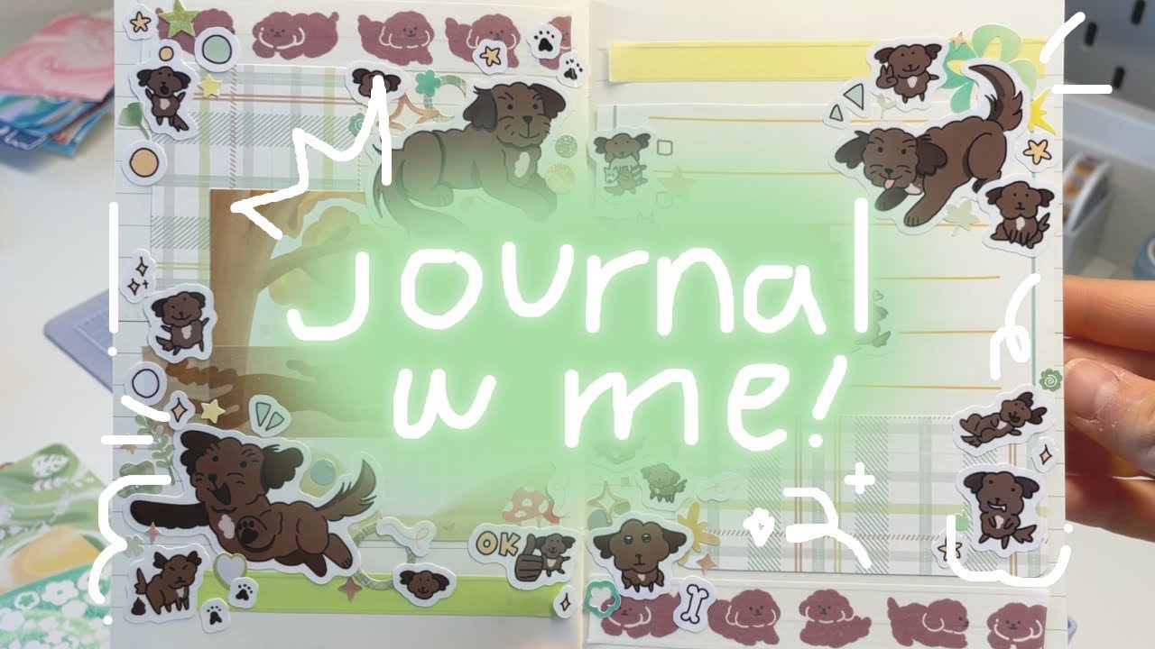decorate my journal with me using my own stickers!! 🐕🎾 asmr diary journaling