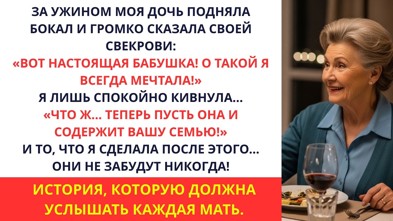 За ужином моя дочь подняла бокал и сказала свекрови  «Настоящая бабушка… О такой я всегда мечтала!