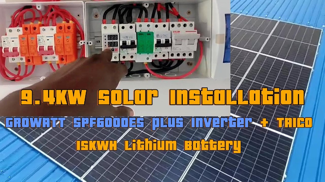 9.4KW Solar Installation: GROWATT SPF6000ES Plus + TAICO 15Kwh Lithium Battery + 16Pcs 590W JINKO
