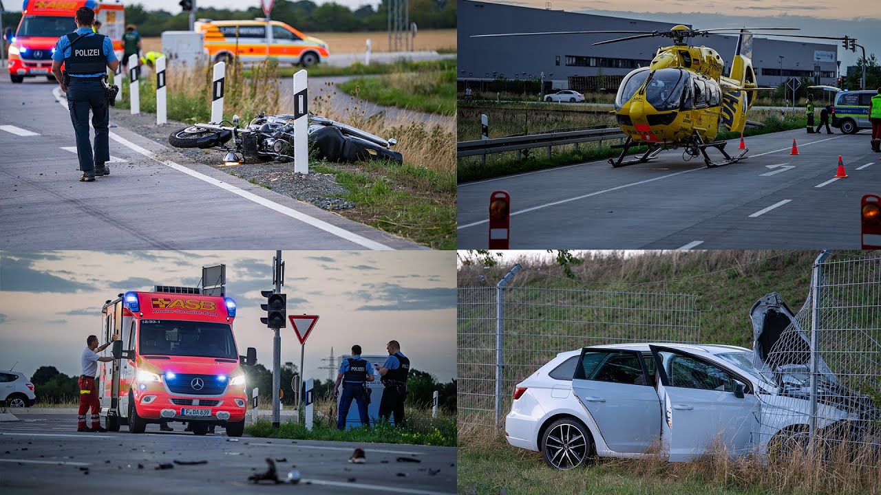 Schwerer Unfall auf B44 bei Biebesheim: Motorradfahrer schwer verletzt – Autofahrer alkoholisiert