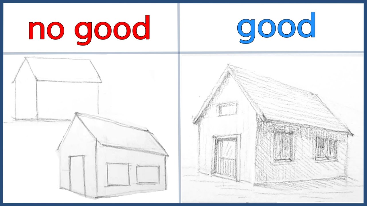 왕기초_집 그리기ㅣ사진에서 눈높이 찾는 법ㅣ투시법 원리ㅣ연필드로잉 (자막) #drawing_tutorial