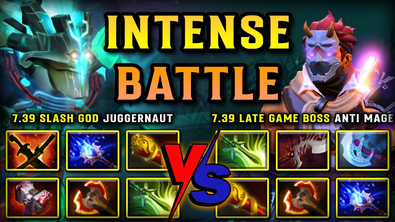 7.39 INTENSE BATTLE | Ultra Sonic Slash GOD Juggernaut Vs. Late Game Rat Machine Anti Mage DOTA 2