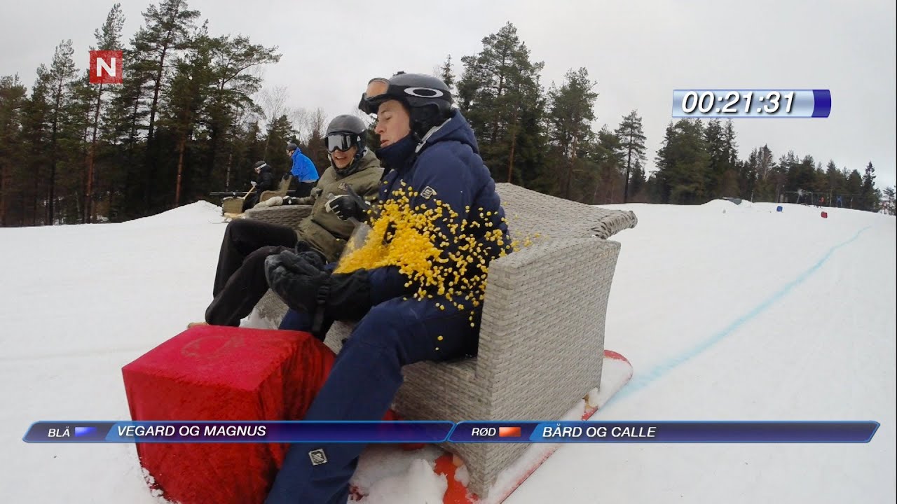 YLVIS - 弄得全身都是食材的沙發滑雪競賽【中文字幕】